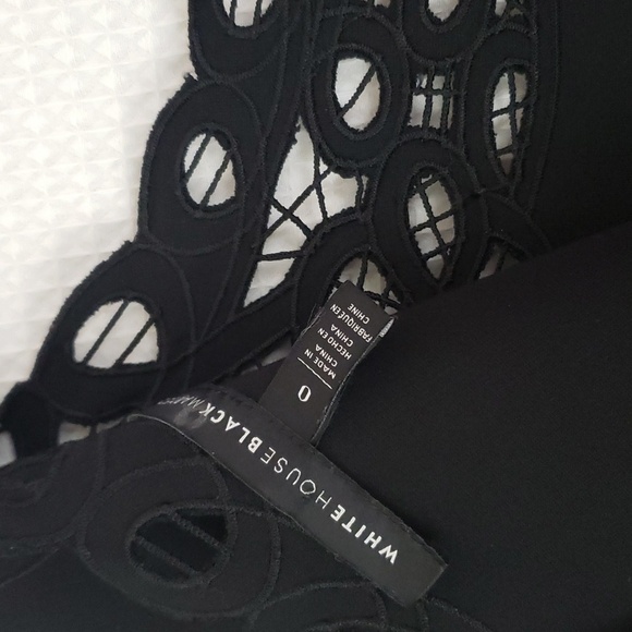 White Hause Black Market~Woman Size 0~Black Fit/Flare Lazer Cut Dress Pockets. - Picture 7 of 11